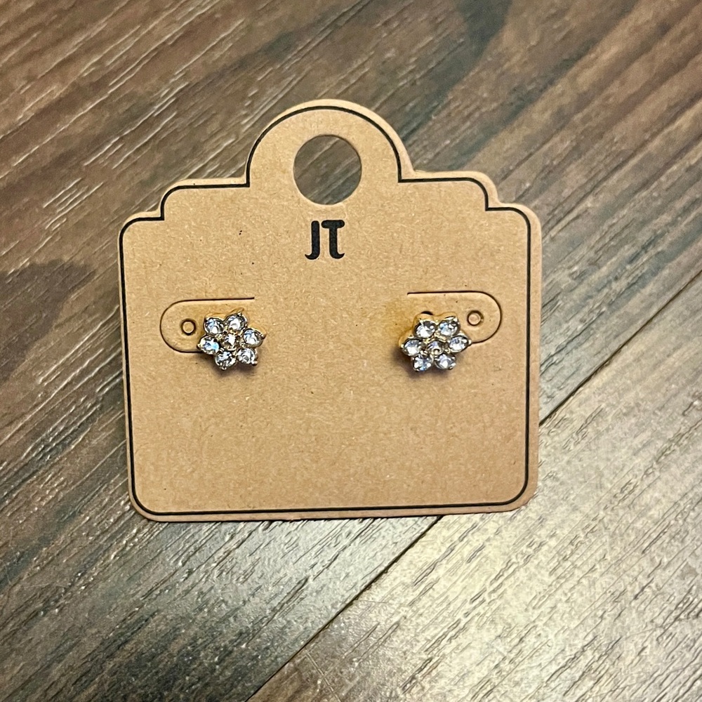 JT Rhinestone Earrings with Pearl Back